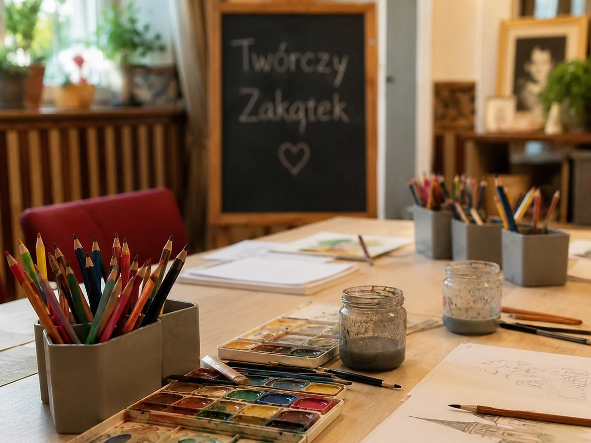 Kredki pędzle akwarele i kartki na zajęcia plastyczne Łódź Bałuty
